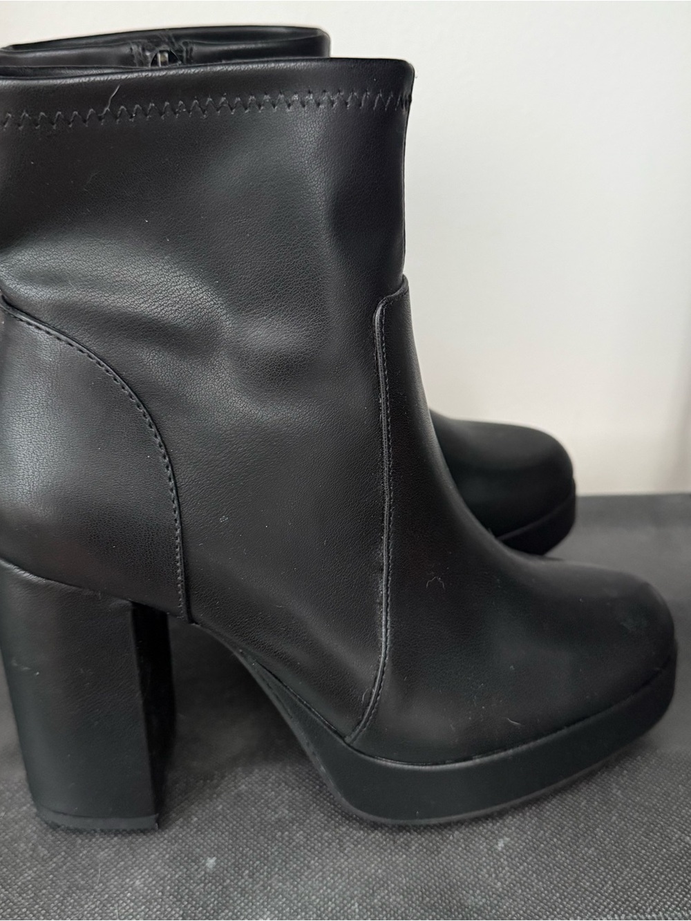 House of Harlow 1960 Black Platform Block Heel Ankle Boots